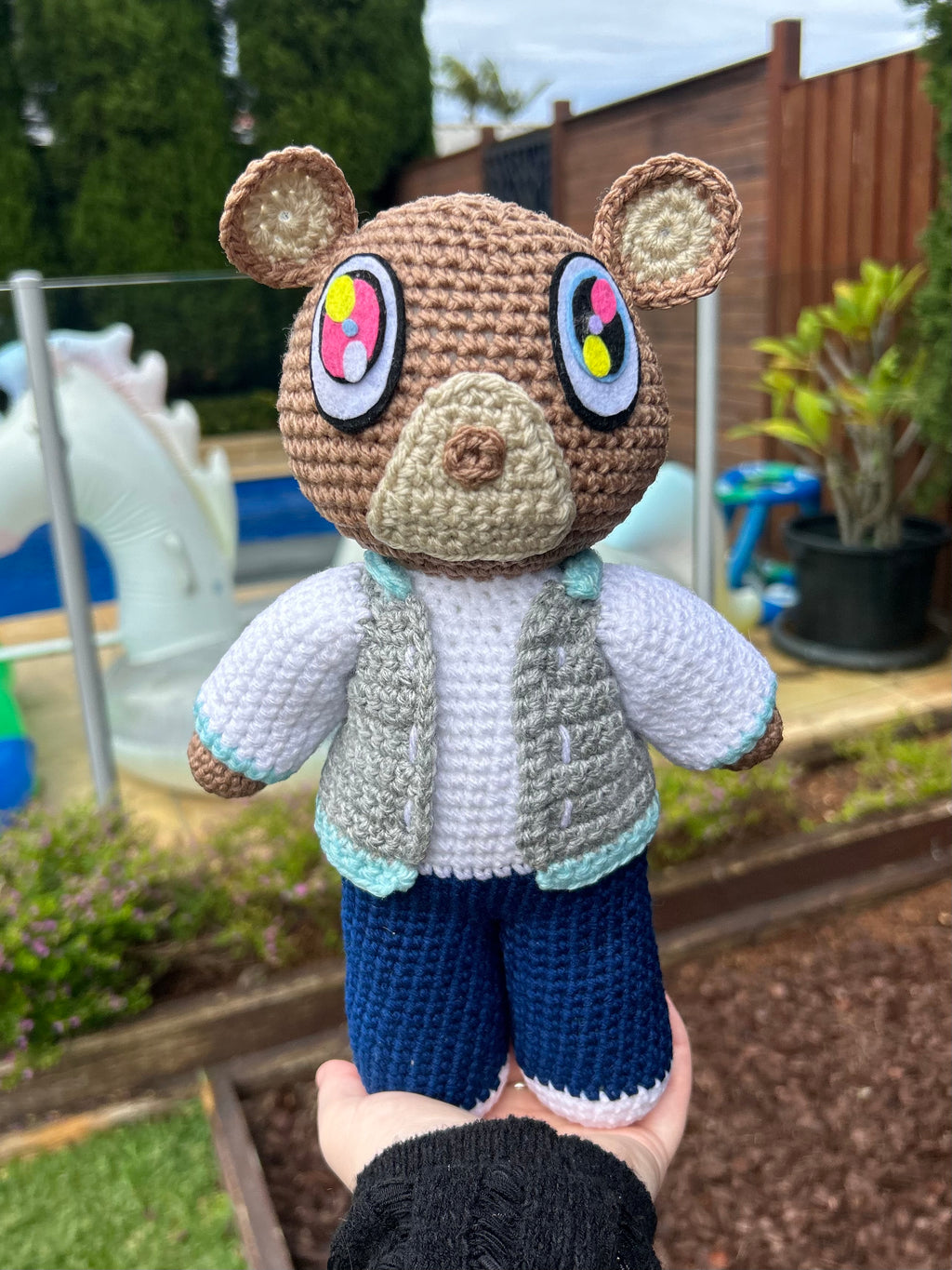 Graduation Bear Kanye Inspired Handmade Crochet Doll - Music Artist Collection
