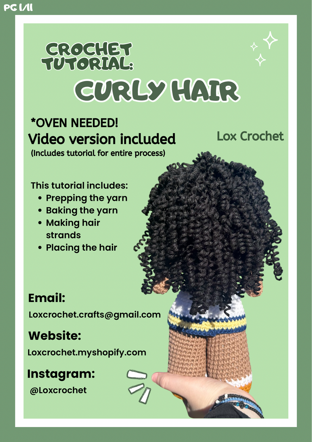 *TUTORIAL* Curly Hair for Crochet Doll Making - PDF Document & Video Tutorial
