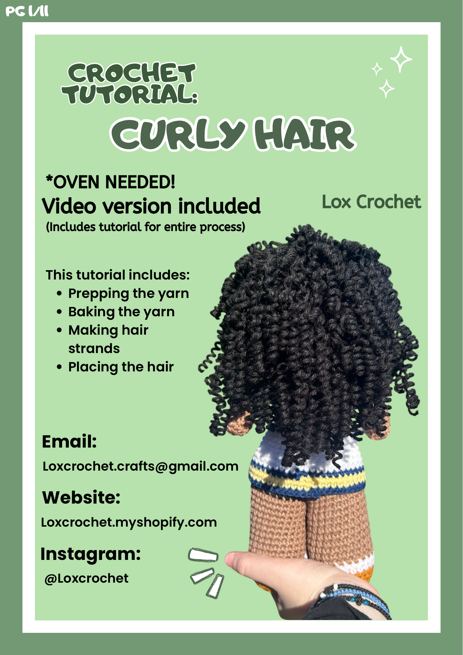 *TUTORIAL* Curly Hair for Crochet Doll Making - PDF Document & Video Tutorial