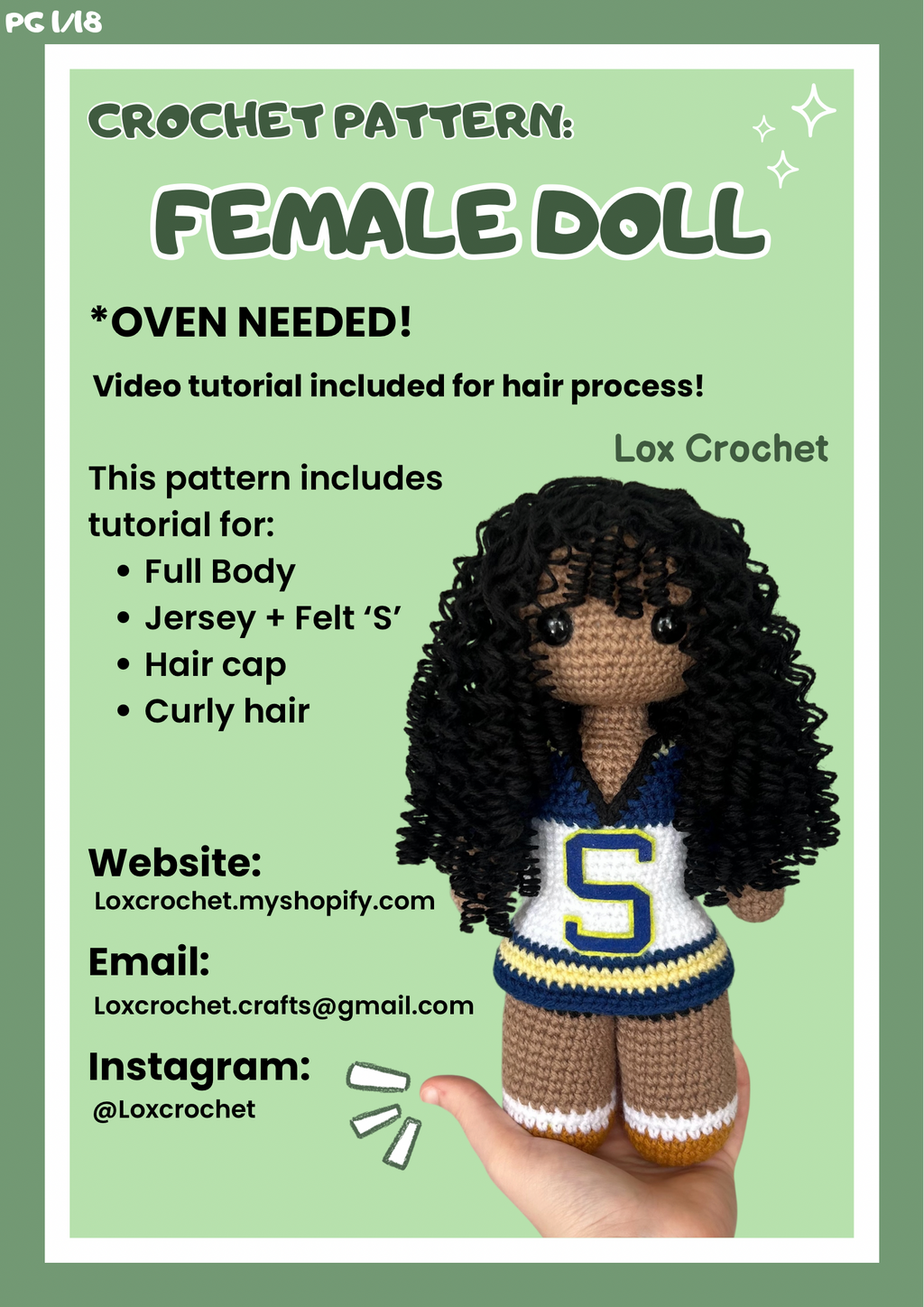 *PATTERN* Female Singer Crochet Doll - PDF Document, English written