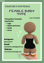 *PATTERN* Female body type for crochet dolls - PDF Document, English pattern with photos.