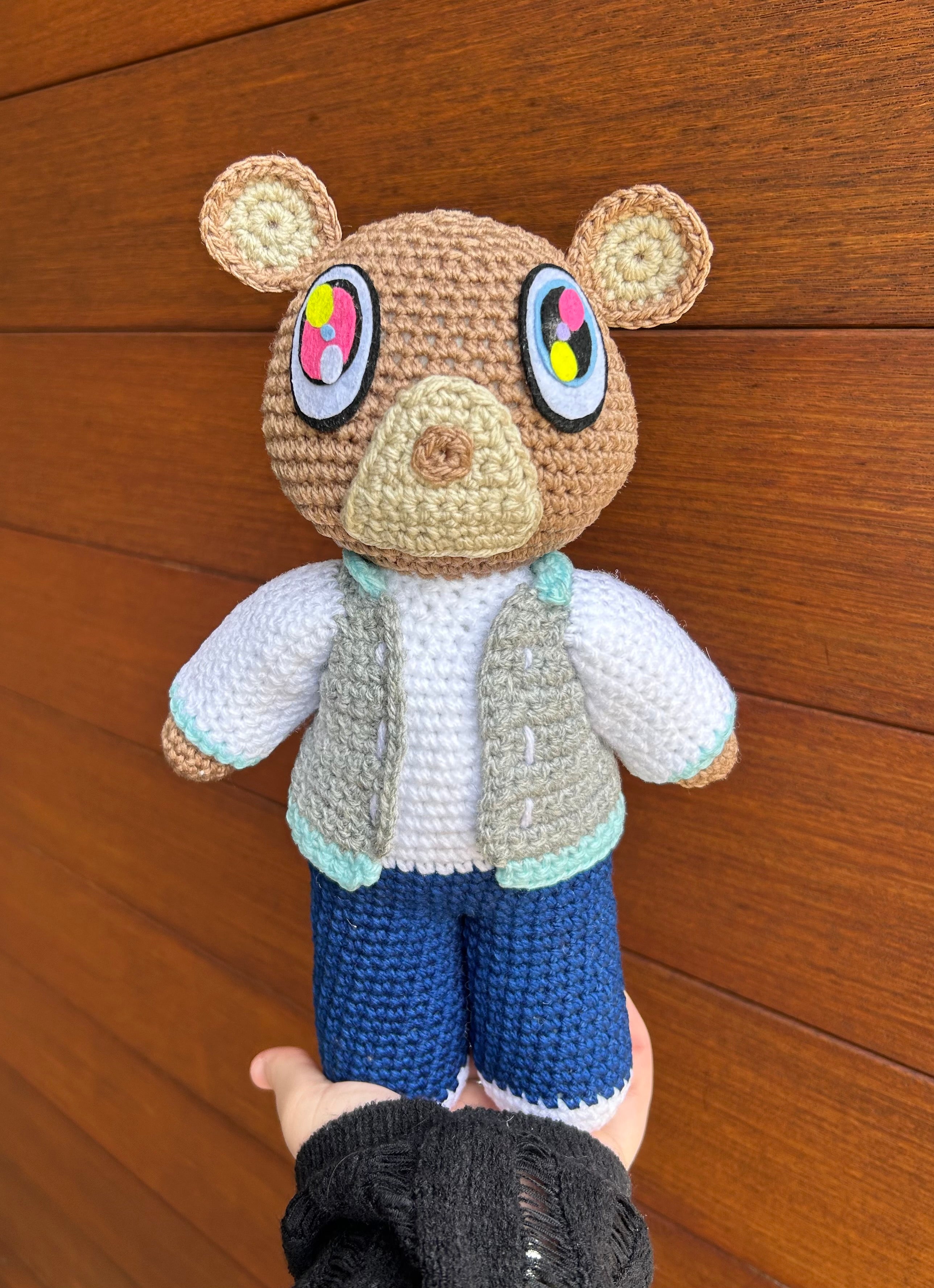 Graduation Bear Kanye Inspired Handmade Crochet Doll - Music Artist Collection