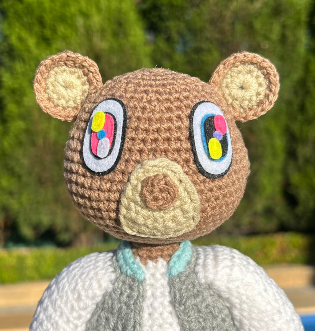 Graduation Bear Kanye Inspired Handmade Crochet Doll - Music Artist Collection